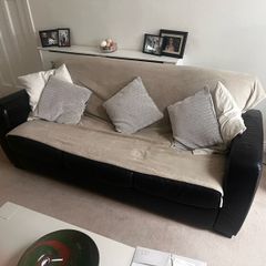 Two x Natuzzi couches ,black leather, 200W, 80H, 90D