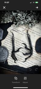 1 Knarly Witchy Crow Raven Claw Earrings Taxidermy Bone Gothic Dark Apocalyptic