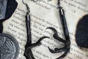 1 Knarly Witchy Crow Raven Claw Earrings Taxidermy Bone Gothic Dark Apocalyptic