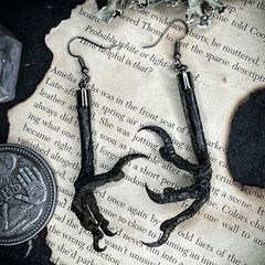 1 Knarly Witchy Crow Raven Claw Earrings Taxidermy Bone Gothic Dark Apocalyptic