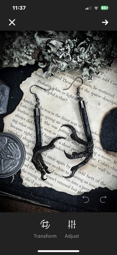 1 Knarly Witchy Crow Raven Claw Earrings Taxidermy Bone Gothic Dark Apocalyptic