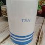 Tea storage jar, utensils storage, blue stipe Image 3