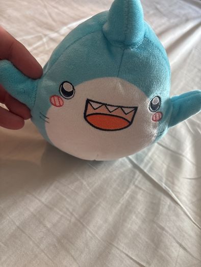 LankyBox Shark Plush Blue Stuffed Animal Toy 7" Embroidered Round 2023