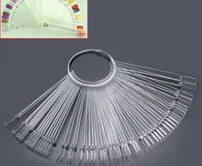NEW SALE | Colour Display Tips, Clear Nail Swatch Sticks, Salon Nail Display Tips, Nail Samples Stickers for Nail Art Design Nail Practice | Fan Shape, with Metal Ring, Pack of 50