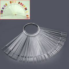 NEW SALE | Colour Display Tips, Clear Nail Swatch Sticks, Salon Nail Display Tips, Nail Samples Stickers for Nail Art Design Nail Practice | Fan Shape, with Metal Ring, Pack of 50