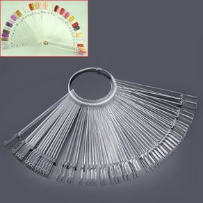 NEW SALE | Colour Display Tips, Clear Nail Swatch Sticks, Salon Nail Display Tips, Nail Samples Stickers for Nail Art Design Nail Practice | Fan Shape, with Metal Ring, Pack of 50