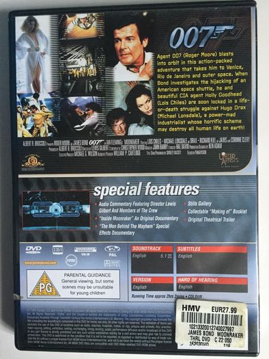 007 James Bond: Moonraker [1979] Roger Moore, Lois Chiles, Michael Lonsdale, Corinne Clery & Richard Kiel [Movie DVD]