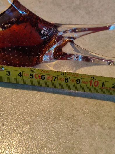 Very Decorative Glass Paperweight Amber Bird Princ Art Glass Made In Czech Republic.  In Box As New.
