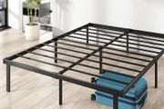 Double Bed Frame - 4ft6 (135 x 190 cm) - 14.2'' Height - Metal Bed Base with Steel Slat Support - Easy Assembly - Black