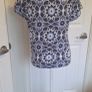 Debenhams Blue White Geometric Floral Print Blouse Top UK 12 Boho Summer Image 3