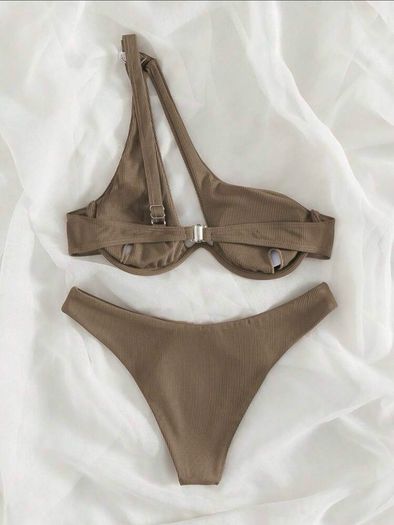 Mocha brown one shoulder bikini