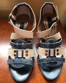 Blue&Cream Leather Sandals by Emilio Navarro