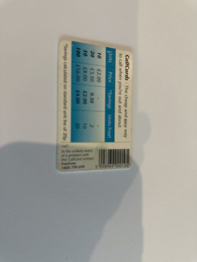 Telecom Eireann callcard - Literature