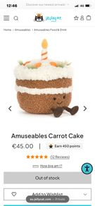 New JELLYCAT Amuseables Carrot Cake