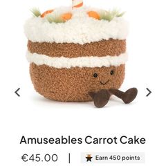 New JELLYCAT Amuseables Carrot Cake