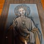 Vintage Sacred Heart of Jesus Picture on Wood. Image 4