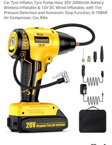 Battery Powered 20 volt Tire Inflator by Veapoot.