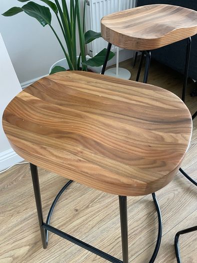 Premium Vintage-Style Elm Wood Barstools (Set of 4)