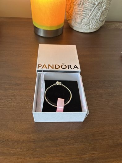 Pandora Heart Clasp Snake Chain Bracelet (size 15)