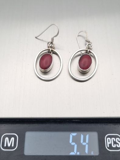 925 Vintage Sterling Silver Red Jasper Earrings