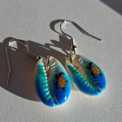 Cowrie Ocean Theme with Sea Turtles Earrings