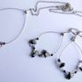 Vintage Sterling Silver Black and Red Crystal Necklace and Earring Set Image 10