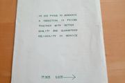 Phoenix Laundry 1962 price list