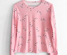 New Pink Heart Long Sleeve Top