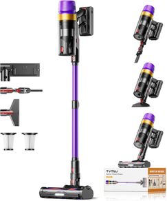 Cordless Vacuum Cleaner for Pet Hair, 1.8 L with Display, 55000Pa/620W/75Min Battery Vacuum Cleaner, Self-Standing Handle Vacuum Cleaner with Anti-Tangle Brush & Wall Charging Station