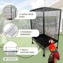 Pets, Bird Cage, , Transport Wheels, Brakes, Top Opening, Removable Tray, 8 Doors, Large Size, 95 x 43 x 61.5 cm, Feeders, Drinks, Rest Hangers Image 8