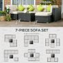 8-Piece PE Rattan Corner Sofa Set - Outdoor Garden Furniture, Patio Wicker Seating with Cushions, Washable Cushion Covers, and Tempered Glass Table, Brown Image 5