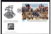 1992 Isle of Man Construction of Union Pacific Railroad Stamp Miniature Sheet First Day Cover (FDC)