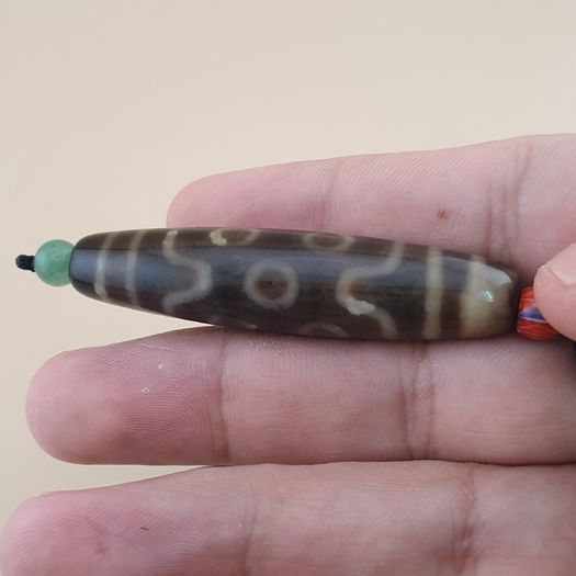 Vintage 7 Eyes Himalayan Tibetan Agate Dzi Bead Amulet