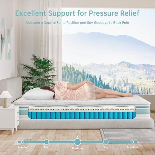 4FT6 Double Mattress, 10 Inch Gel Memory Foam Hybrid - 7 Zone Orthopedic Pocket Sprung Mattress, Medium Firm for Back Pain Relief, 135x190x25 cm