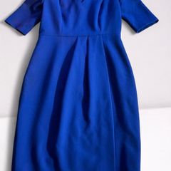 UK 10 Royal Blue Tailored Midi Dress Hobbs London Elegant Occasion Dress
