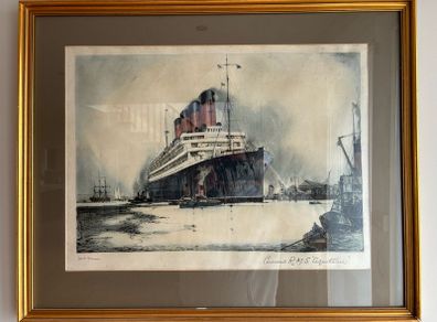 Beautiful Pair of Original Prints - Cunard Liners