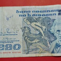 Irish 1988 "YEATS" Twenty pound note in .Fine condition