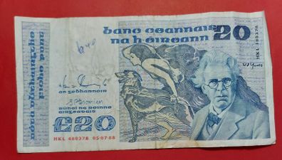 Irish 1988 "YEATS" Twenty pound note in .Fine condition