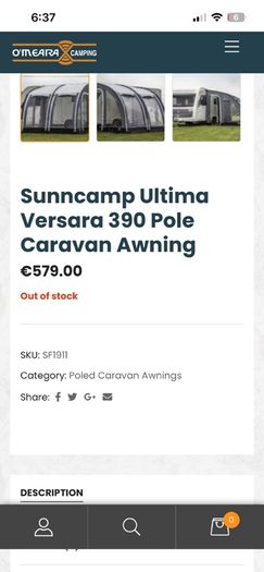 SunnCamp Platinum Ultima 390 caravan awning