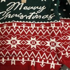 boohooMAN Christmas Jumper, Green & Red, Size M, Brand New With Tags