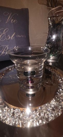 Newgrange Living Crystal Tealight Holder Mirrored Diamante Tray Luxury Decor