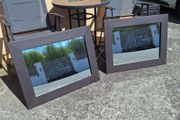 Pair of leather framed mirrors