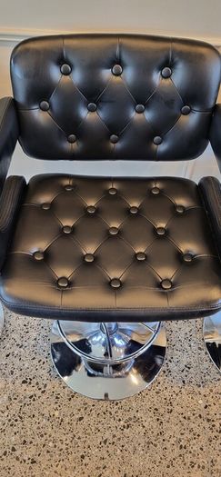 Set of 3 black leather effect bar stools