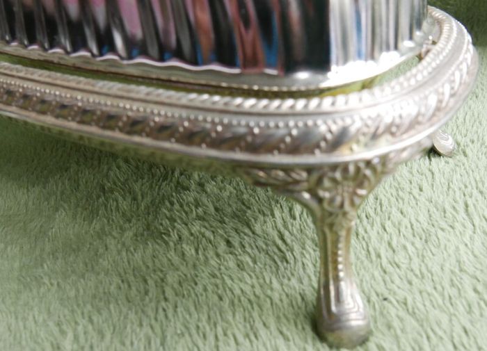 Vintage Roll Top Silver Plated Butter Dish With Glass Insert Vintage