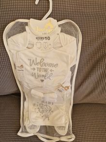 NEW Lilsoft 10pc Newborn Baby Gift Set - Unisex White/Silver