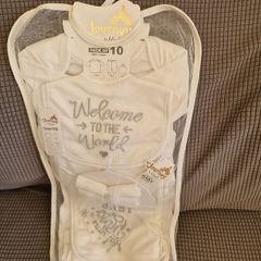 NEW Lilsoft 10pc Newborn Baby Gift Set - Unisex White/Silver