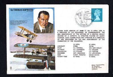 1976 Great Britain Illustrated Cover Commemorating 60th Anniversary of the Great Sopwith (setting of British Hight Record) tying 6 1/2d Machin