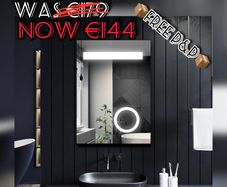 NEW SALE | Illuminated LED Bathroom Mirror with Lights and Shaver Socket Magnifying Mirror 500 x 700 mm Button Switch