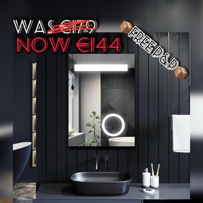 NEW SALE | Illuminated LED Bathroom Mirror with Lights and Shaver Socket Magnifying Mirror 500 x 700 mm Button Switch