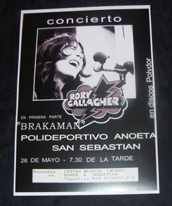 Rory Gallagher Concert Poster Spain 1974